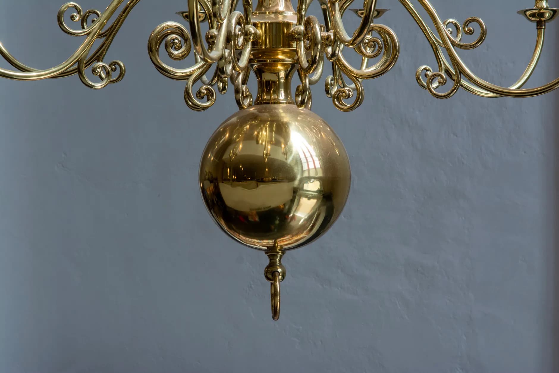 Close-up of brass lighting metalwork